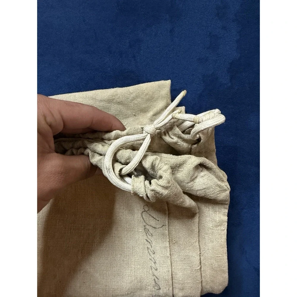 Vintage 1960s Blank Cloth Canvas Seed Sack Bag Drawstring 35x24